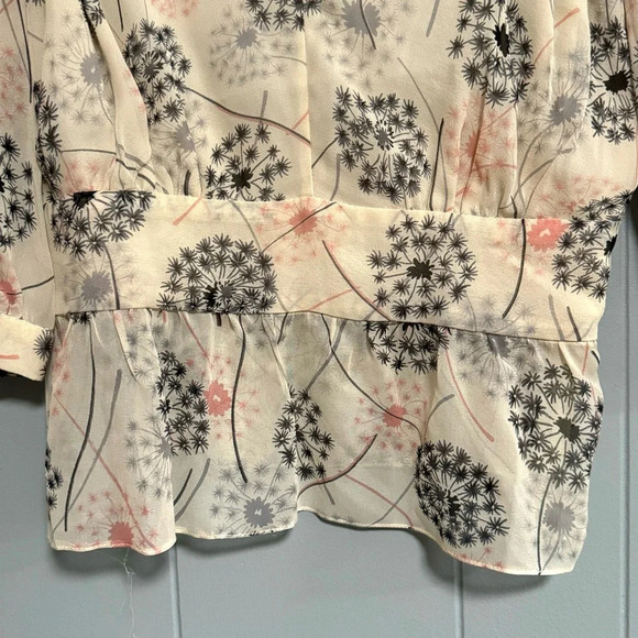 MINT Vintage 2Piece Set Silk Blouse Silk Wool Skirt Cream Dandelion Print Size 8 - Picture 5 of 15